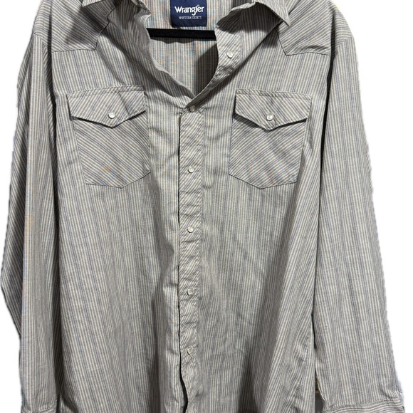 Wrangler Other - Wrangler Blue and Gray Striped Western Shirt